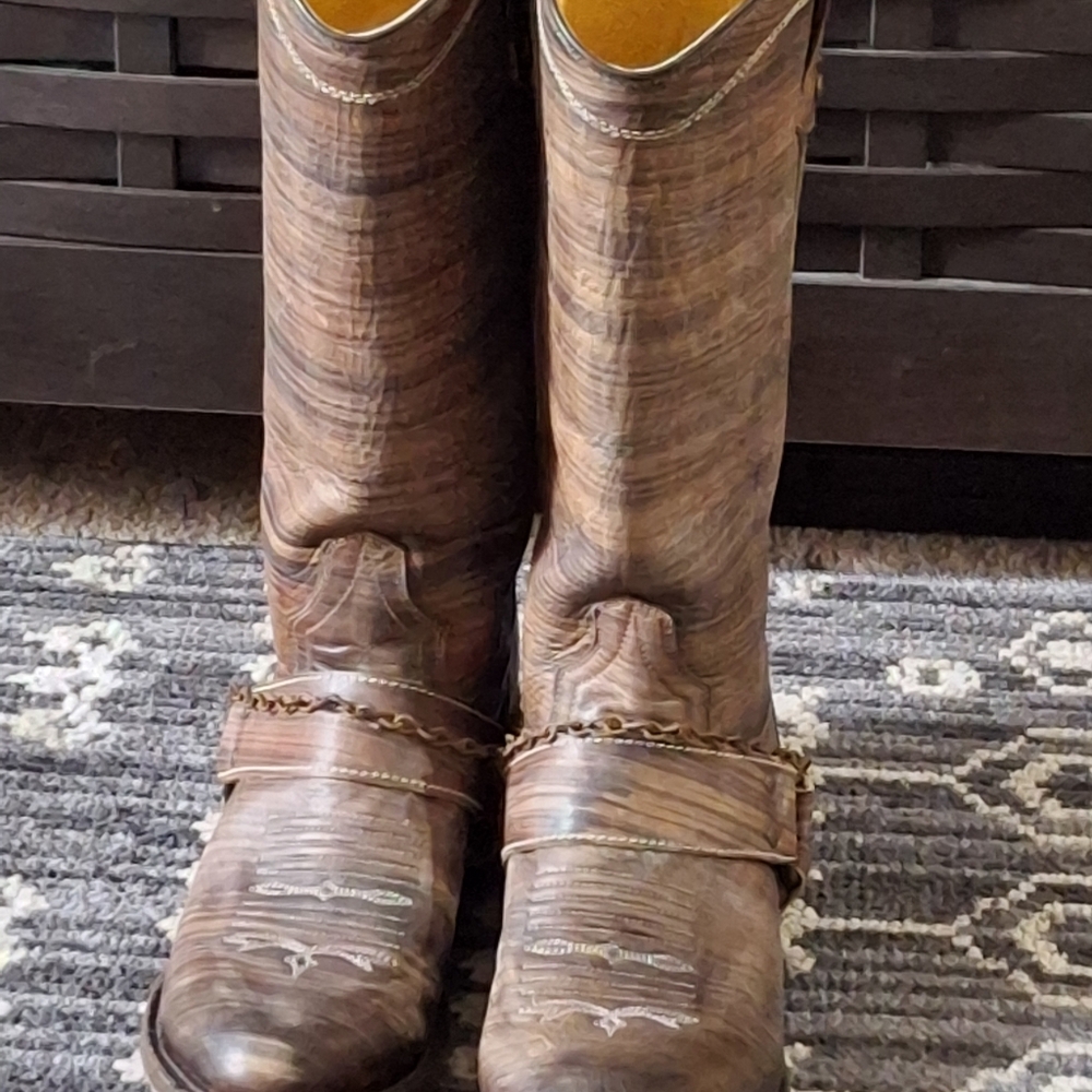 Roper Tan Leather Cowboy Boots